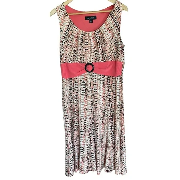 Perceptions Women’s Size L 2-Piece Dress Jacket Set Coral Print Career Church - Picture 8 of 12